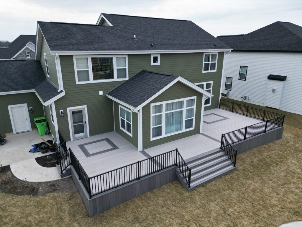 TimberTech Decking, Color: Boardwalk with Castle Picture Frame, Railing: Westbury Aluminum