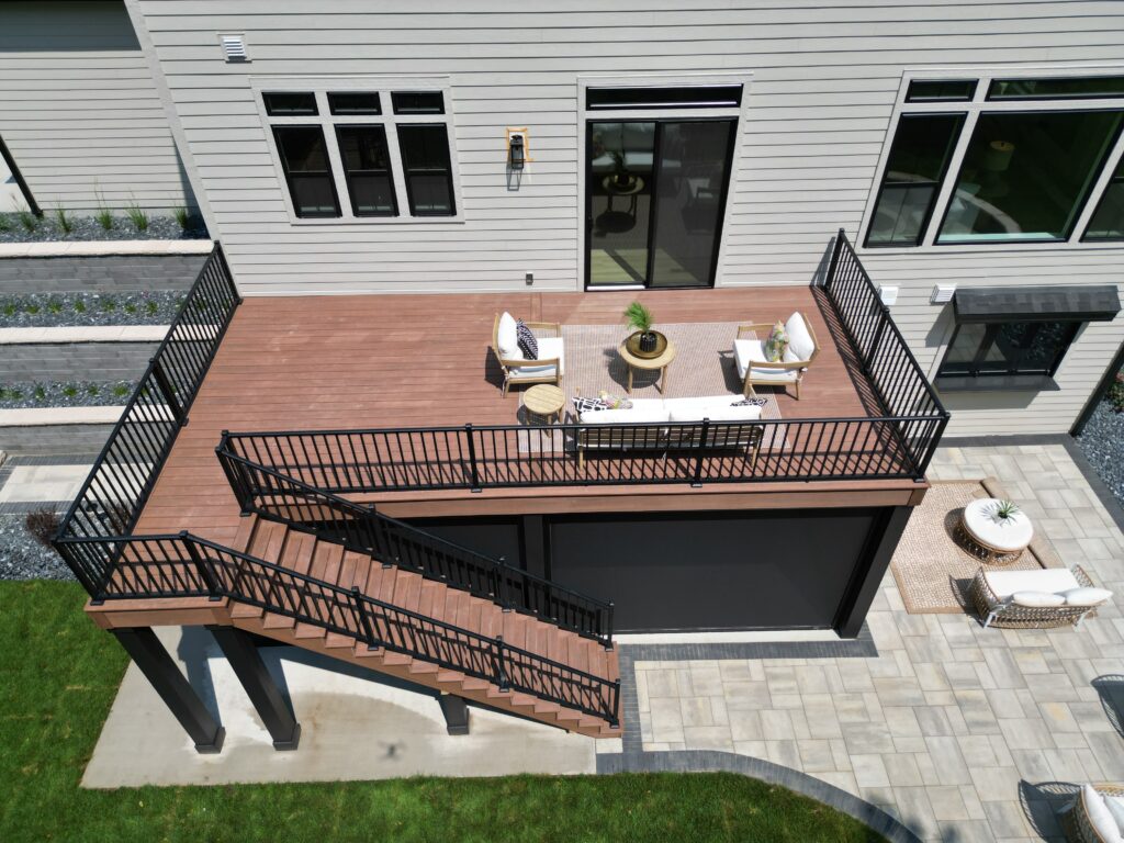 TimberTech Decking Color: Mahogany, Railing: Westbury White VertiCable