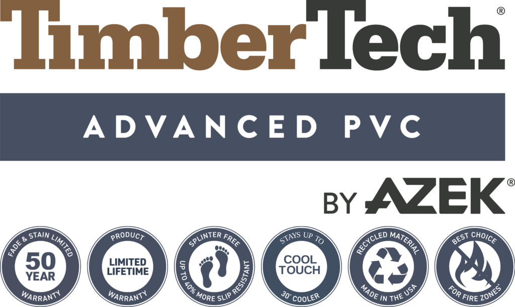 TimberTech Advanced PVC is made using proprietary materials technology. The ultra-durable capped polymer decking delivers sophisticated, authentic wood looks without the maintenance of wood.